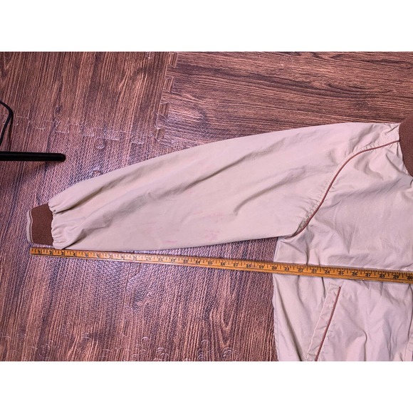 Vintage 70s Inspired MOD Blank Bomber Jacket L Brown Beige Trim Made In Japan - Picture 9 of 9